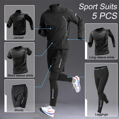 The Codex Sport Men’s Quick Dry Workout Jacket and Jogging Pants Set 1-5 Pcs Fitness Running Sportswear Track Suit