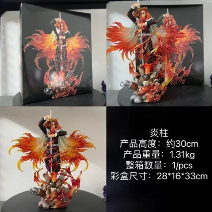 30cm Demon Slayer Anime Figure Rengoku Kyoujurou Figurine Flame Hashira Model Pvc Statue Desktop Collection Birthday Toys Gifts