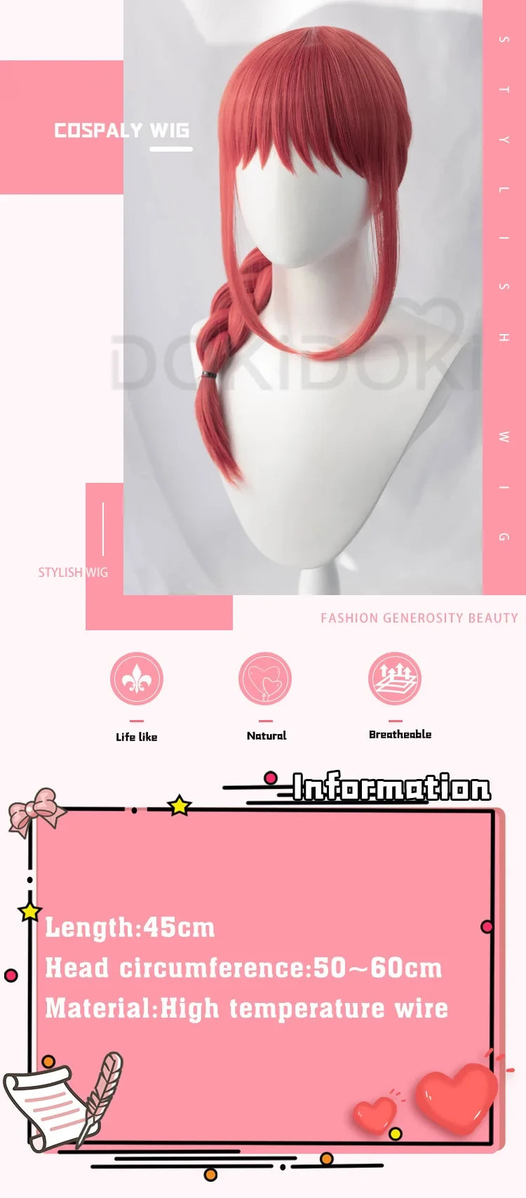 IN STOCK Powerr Hayakawaa Himenoo Makimaa Denjii Rezee Quanxii Angel Devil Yoshidaa Wig Anime DokiDoki Women Free Wig Cap