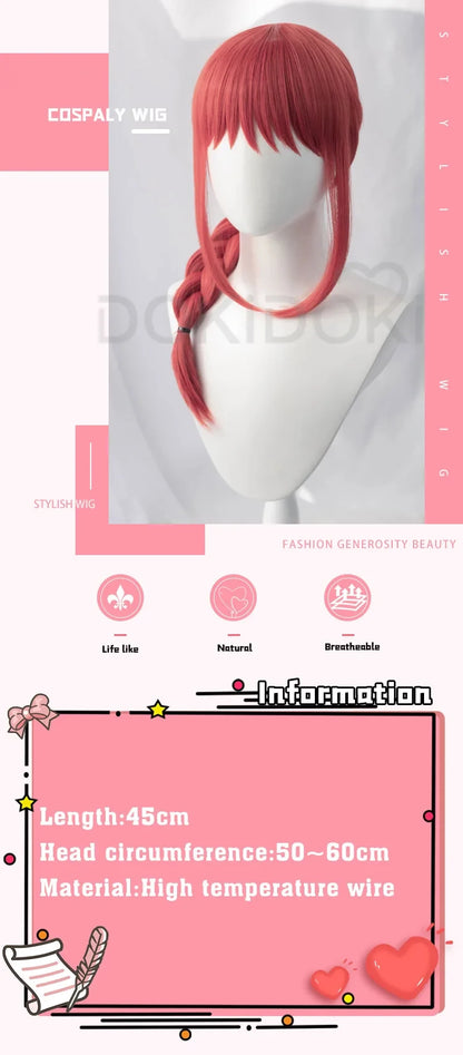 IN STOCK Makimaa Denjii Rezee Wig Anime Cosplay Dokidoki Women 35cm Purple Hair Rezee Cosplay Choker Demon Free Wig Cap