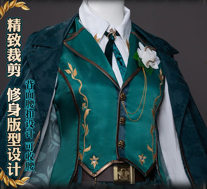 Identity V Art Dealer Cosplay Costume Wig Uniform Knight Richard Sterling Glasses Hat Roy Ramit Halloween Women Men Carnival Cos