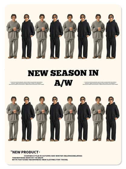 ZODF Retro High Street 420gsm Cotton Straight Pants For Man Unisex Loose Fit Distressed Sport Trousers Sweatpants HY0051