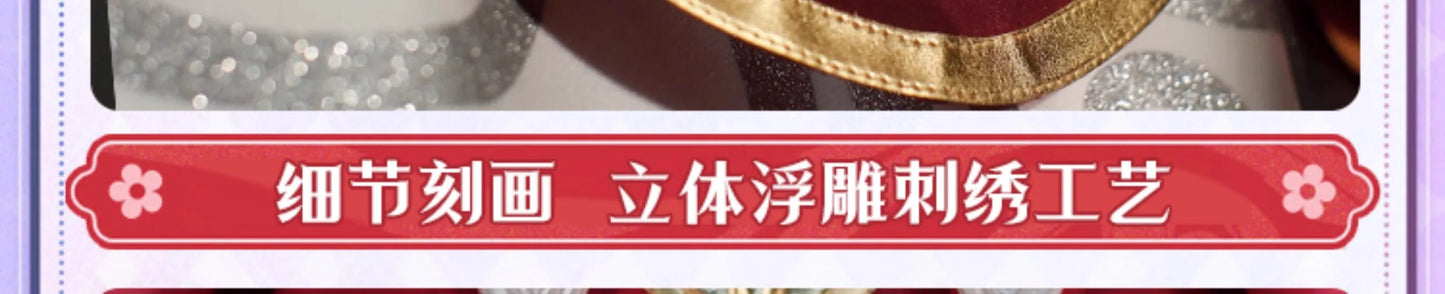 iCoser Honkai Star Rail Hyacine Cosplay Costume Wig Dress Uniform Hat Metal Props Amphoreus Halloween Party for Women Girls Set