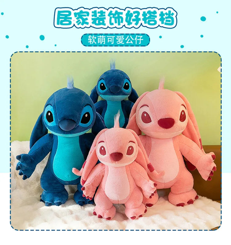 50/70/90cm Super Big Size Stitch Disney Anime Plush Stuffed Doll Angel Decoration Plushies Children Pillow Ornament Holiday Gift
