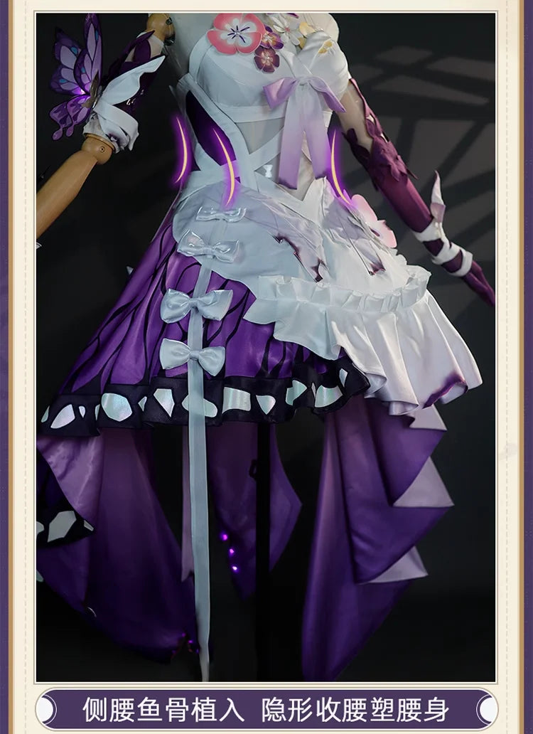 Honkai Star Rail Castorice Cosplay Costume Wig Dress Headwear Earrings Butterfly Props Halloween Party for Women Girls Carnival