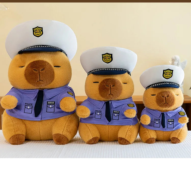 New Kawaii 50cm Plush Toy Capybara Police Stuffed Animal Pillow Cute Plush Doll for Kids Birthday Christmas Gift