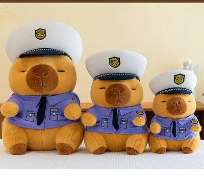 New Kawaii 50cm Plush Toy Capybara Police Stuffed Animal Pillow Cute Plush Doll for Kids Birthday Christmas Gift