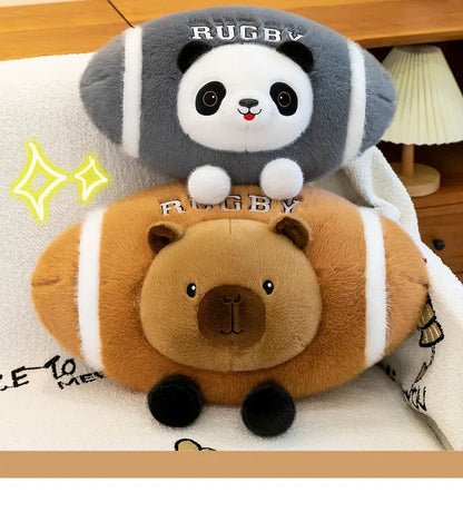 Creative Rugby Capybara Doll Cute Panda Plush Toys Pillow Capibara Seat Cushion Girls Children Birthday Gift Soft Stuffed Animal