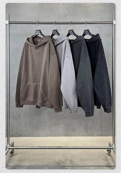 ZODF Retro Heavy Weight 480gsm Cotton Hoodies For Man Unisex Oversized Washed Distressed Hooded Pullovers Brand Coats HY1115