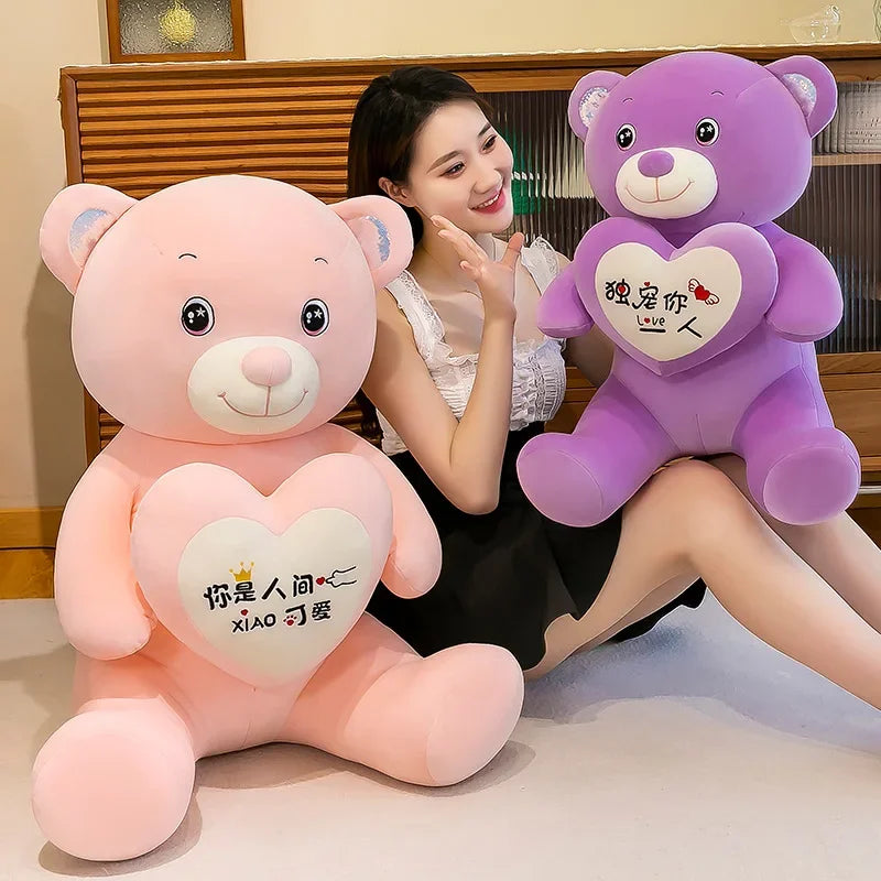 Soft Plush Doll for Children Girlfriend and Wife Heart Little Bear Stuffed Animal Bear Plush Toys Women Valentines Day Gift