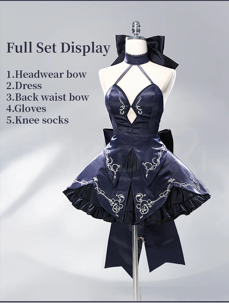 Saber Artoria Pendragon Cosplay Costume Game Fate/stay Night DokiDoki-R Women Black Saber Dress