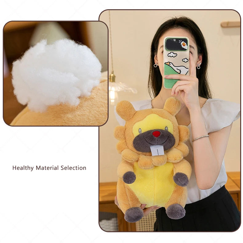 35/80cm Large Bidoof  Pokemon Plush Toys Anime Doll Cute Pillow Cartoon Giant Pokémon Plushie Stuffed Gift for Kids Christmas