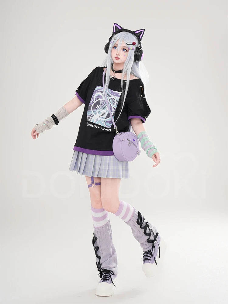 Yoisakii Kanadee Cosplay Costume Game DokiDoki-R Cosplay Women Cute Dress Cosplay Kanadee Bag Earphones Halloween Wig