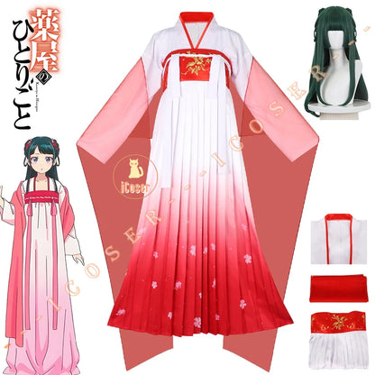 Anime The Apothecary Diaries Maomao Cosplay Costume Red Dress Kusuriya No Hitorigoto Season 2 Halloween Party for Women Girls