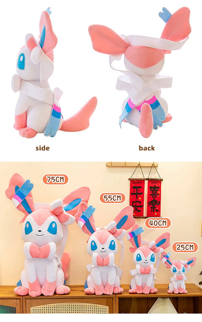 25/75cm Sylveon Pokemon Plush Toys Large Anime Doll Pillow Cartoon Eevee Pokémon Plushie Kawaii Stuffed Gift for Kids Birthday