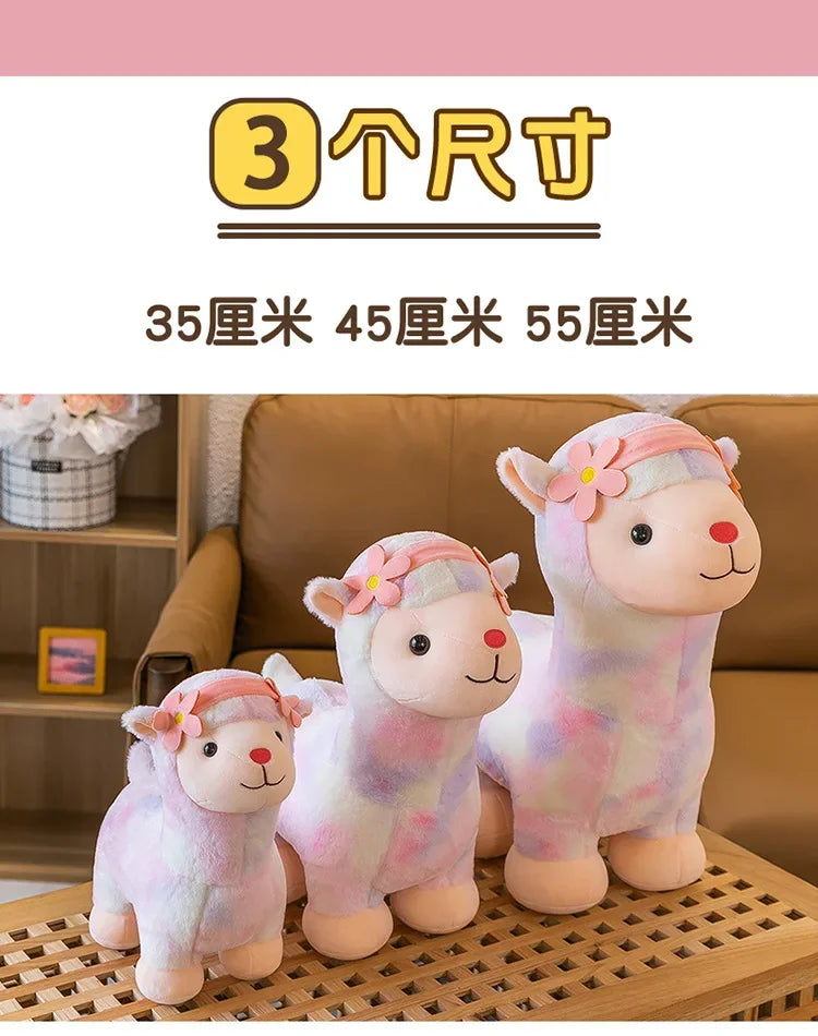 35-45cm Kawaii Fantastic Rainbow Colorful Plush Alpaca Stuffed Animals Doll Decoration Birthday Gifts Soft Pillow Children Gift