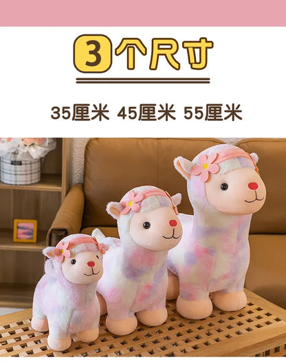 35-45cm Kawaii Fantastic Rainbow Colorful Plush Alpaca Stuffed Animals Doll Decoration Birthday Gifts Soft Pillow Children Gift