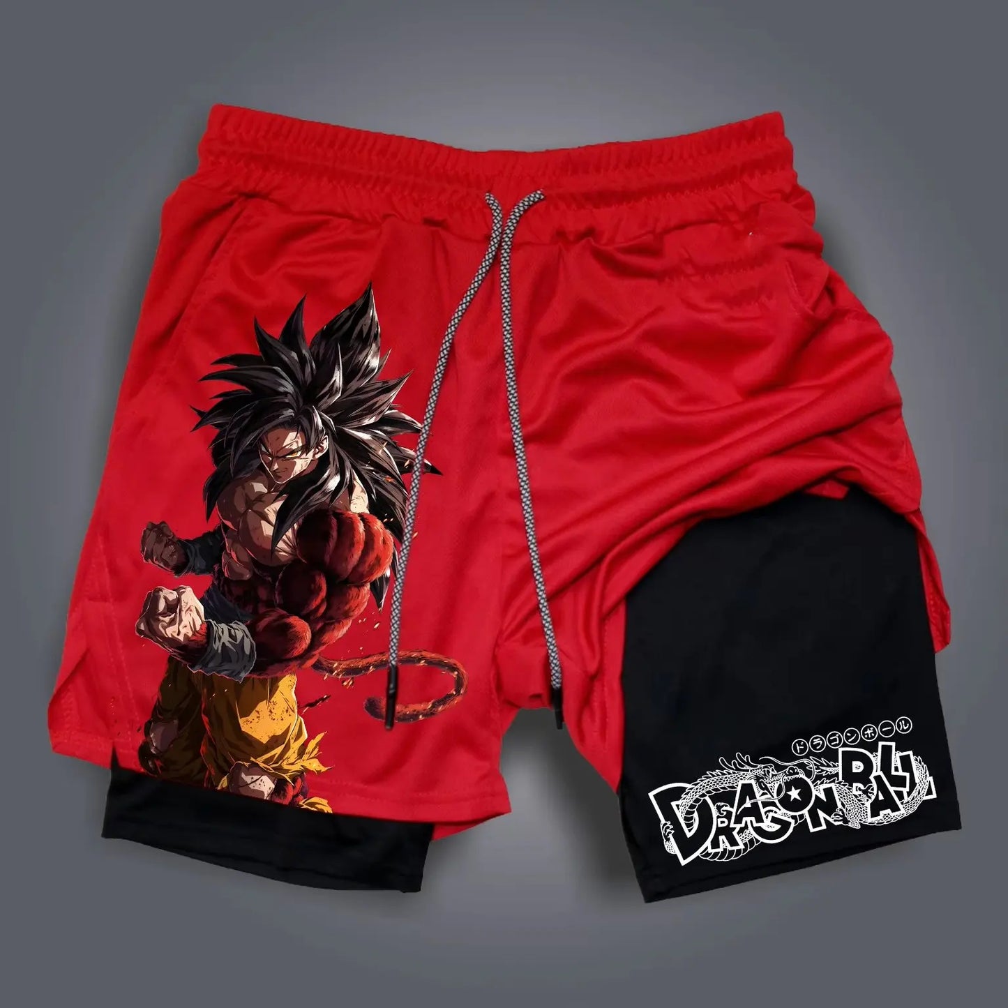 Dragon Ball Anime Men's Shorts Double Layer 2-in-1 Shorts Graphic Print Streetwear Summer Autumn Fitness Running Sports Pants