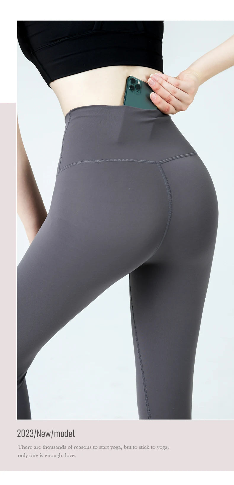 Naked Feel Yoga Leggings with Buttock Lifting and Hidden Waist Pockets – Women’s Gym Fitness Sportswear Tight