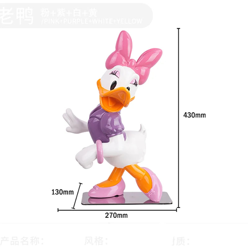 Disney Anime Figuras Donald Duck Daisy Statue Cartoon Cute Resin Model Crafts Desktop Decor Disney Toys for Kids Sculpture Gift