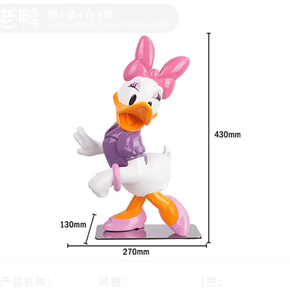 Disney Anime Figuras Donald Duck Daisy Statue Cartoon Cute Resin Model Crafts Desktop Decor Disney Toys for Kids Sculpture Gift