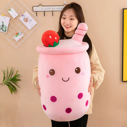 Bubble Tea Boba Plushie Kawaii Room Decor Plush Toy Stuffed Ice Cream Food Milk Tea Soft Hug Cushion Birthday Gift for Kids