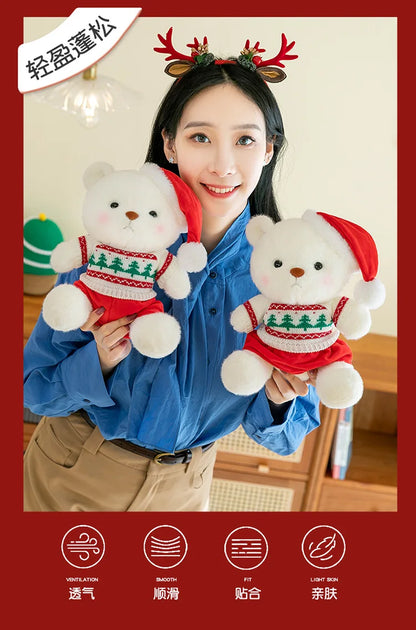 Plush Teddy Bear with Sweater Scarf for Kids Birthday Xmas Gift Cute Jointed Couple Bears Stuffed Animal Toy for Valentine