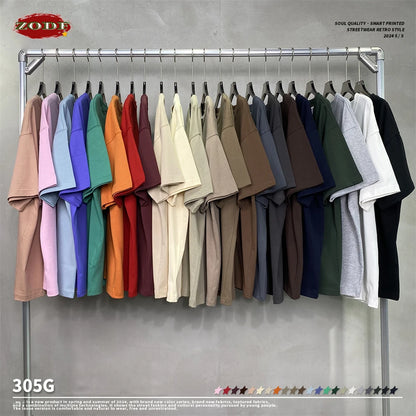 ZODF New Spring Summer Men 305gsm Cotton T Shirts Unisex Heavy Weight Oversized FG Noshrink Basic Solid T-Shirt Tees HY0165