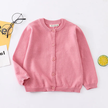 Boys Girls Sweater Cardigans 1 to 2 3 4 5 6 7 8 9 Years 2024 Cotton Baby Kids Sweaters Plain Knit Spring Autumn Children Clothes