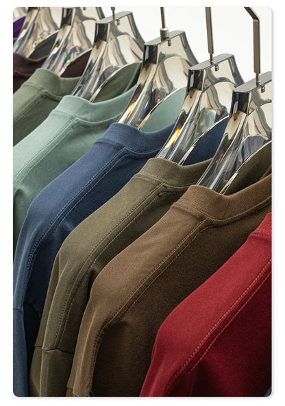 ZODF New 2025 Spring Summer 235gsm Solid Cotton T-Shirts For Men Women Unisex Loose Basic T Shirt Tees Brand Tops HY0970