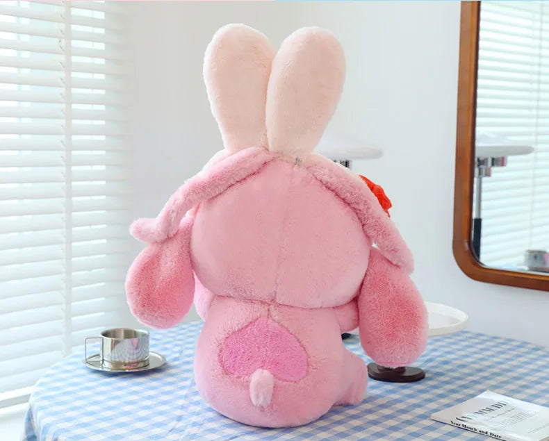 95cm Large Big Size Disney Stitch Angel Transformed Into A Rabbit Anime Plush Stuffed Doll Room Plushies Pillow Ornaments Gifts