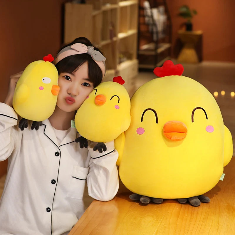 Happy Funny Face Cute Chicken Plush Toy Kawaii Soft Chicken Plushies Large Hug Pillow Girl Gift