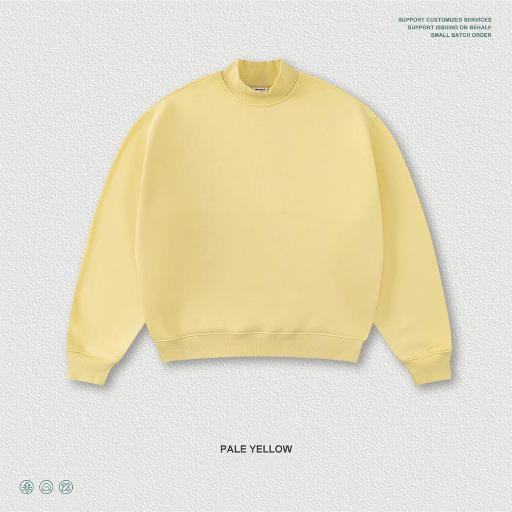 ZODF New Winter Man 345gsm Loose Fit Fleece Sweatshirt Unisex Cusual Boxy Warm Half Turtleneck Pullovers HY1181