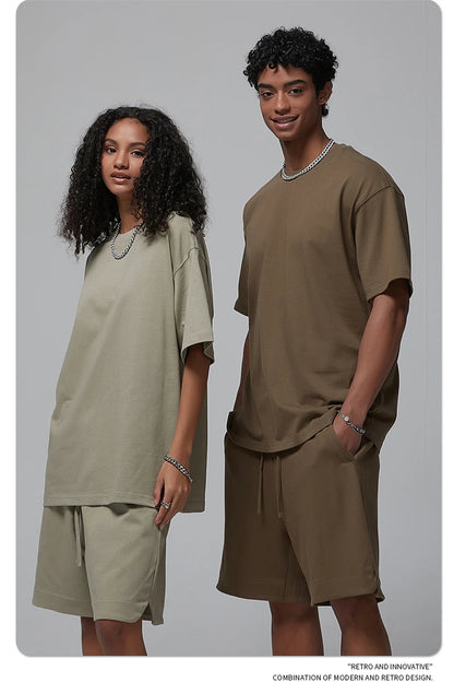 ZODF New Spring Summer Men 305gsm Cotton T Shirts Unisex Heavy Weight Oversized FG Noshrink Basic Solid T-Shirt Tees HY0165