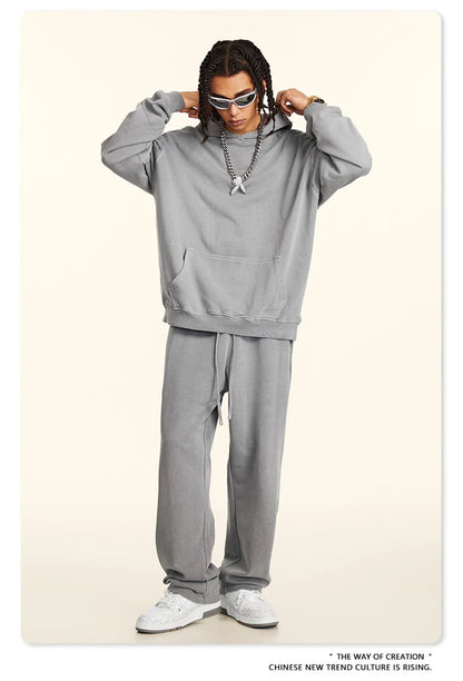 ZODF Retro Autumn Winter Washed Cotton Hoodies Unisex Loose 380gsm Knitted Sport Hooded Pullovers Brand Clothes HY0884