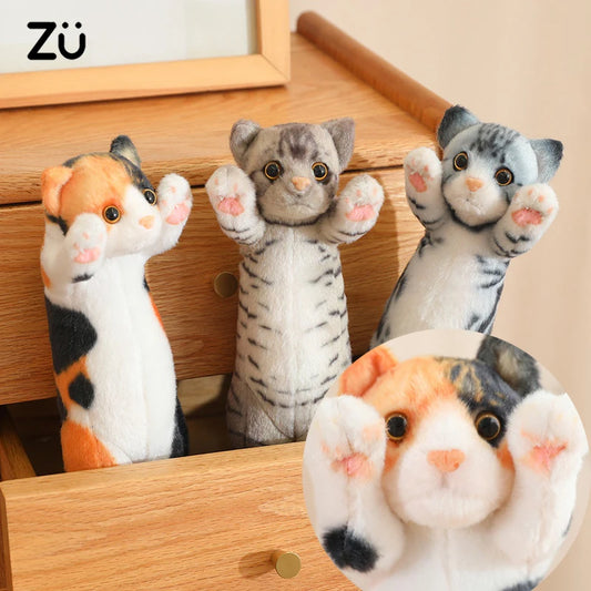 New Arrival Standing Pose Lucky Cat Plushies Kawaii Calico Cat Tabby Cat Super Cute Little Kitten Plush Toy Girl Boy Gift