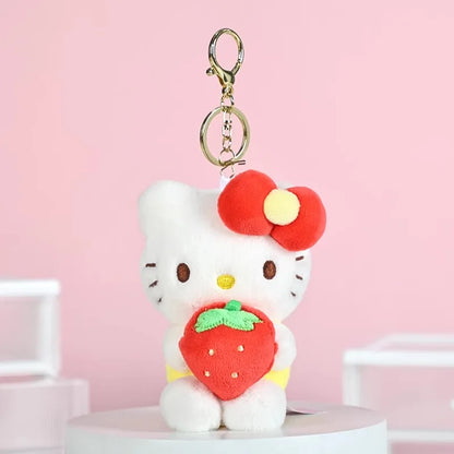 Genuine Sanrio Hello Kitty Cute Stuffed Keychain Car School bag Pendant Kids Plush Toy Keyring Plushier Strap Doll Birthday Gift