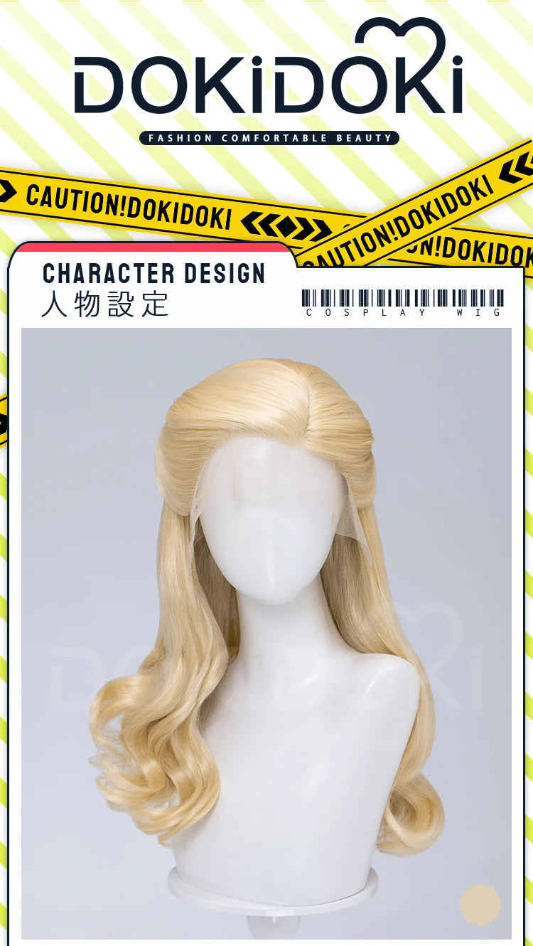 Glinda Elphaba Cosplay Wig Anime Wicked DokiDoki Front Lace Wig Golden Long 60cm Hair Glinda Cosplay Elphaba Hat Free Cap
