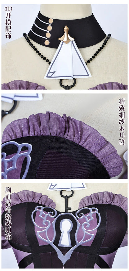 Honkai Star Rail The Herta Cosplay Costume Wig Dress Hat Uniform Headwear Necklace Halloween Party for Women Girls Carnival Prop