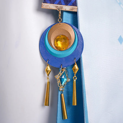 Genshin Impact Lauma Cosplay Costume Wig Dress Uniform Headwear Earrings Frostmoon Scions Halloween Party for Women Girls iCoser