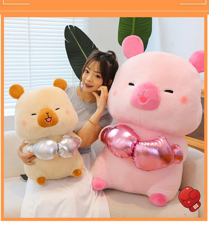 Plush Capybara Boxing Toy Stuffed Animal Cute Cuddly Pillow Decor for Kids Birthday Xmas Gift Wholesale Plush Toy Stuffed Animal