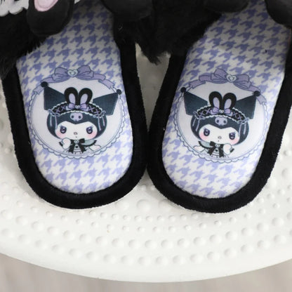 Lovely Kuromi My Melody Slippers Kawaii Anime Lolita Indoor Shoes Girl Women Hello Kitty Cinnamoroll Spring Summer Autumn