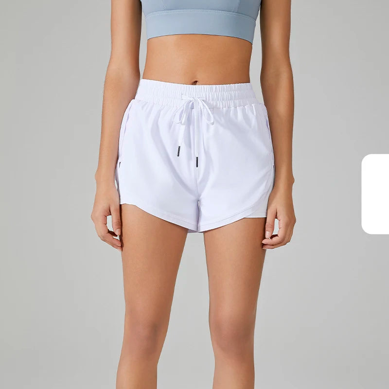 The Codex Women’s Neon Spandex Yoga Shorts Elastic Running Workout Leggings Gym Fitness Sportwear - White / XL