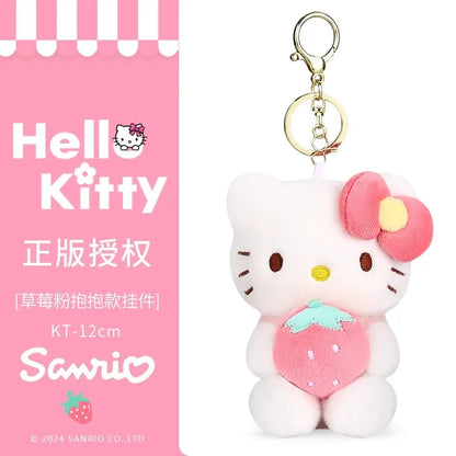 Genuine Sanrio Hello Kitty Cute Stuffed Keychain Car School bag Pendant Kids Plush Toy Keyring Plushier Strap Doll Birthday Gift