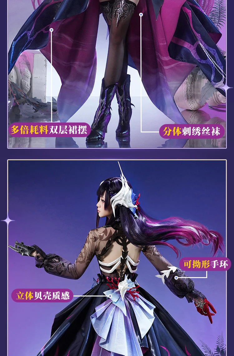 Honkai Star Rail Hysilens Cosplay Costume Wig Dress Headwear Uniform Outfit Halloween Party for Women Girls Carnival Prop iCoser