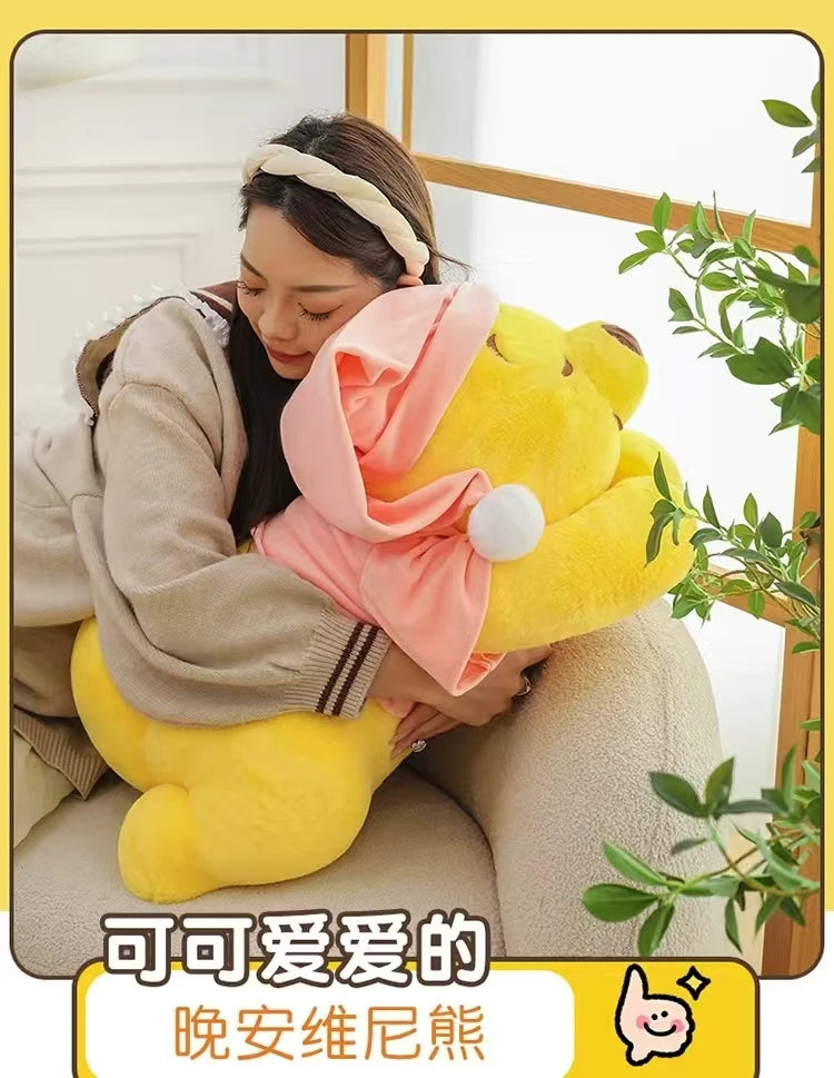35CM-80CM New Disney Winnie The Pooh Plush Toy Cute Cartoon Bear Stuffed Doll Soft Anime Pillow Kawaii Souvenir Birthday Gift