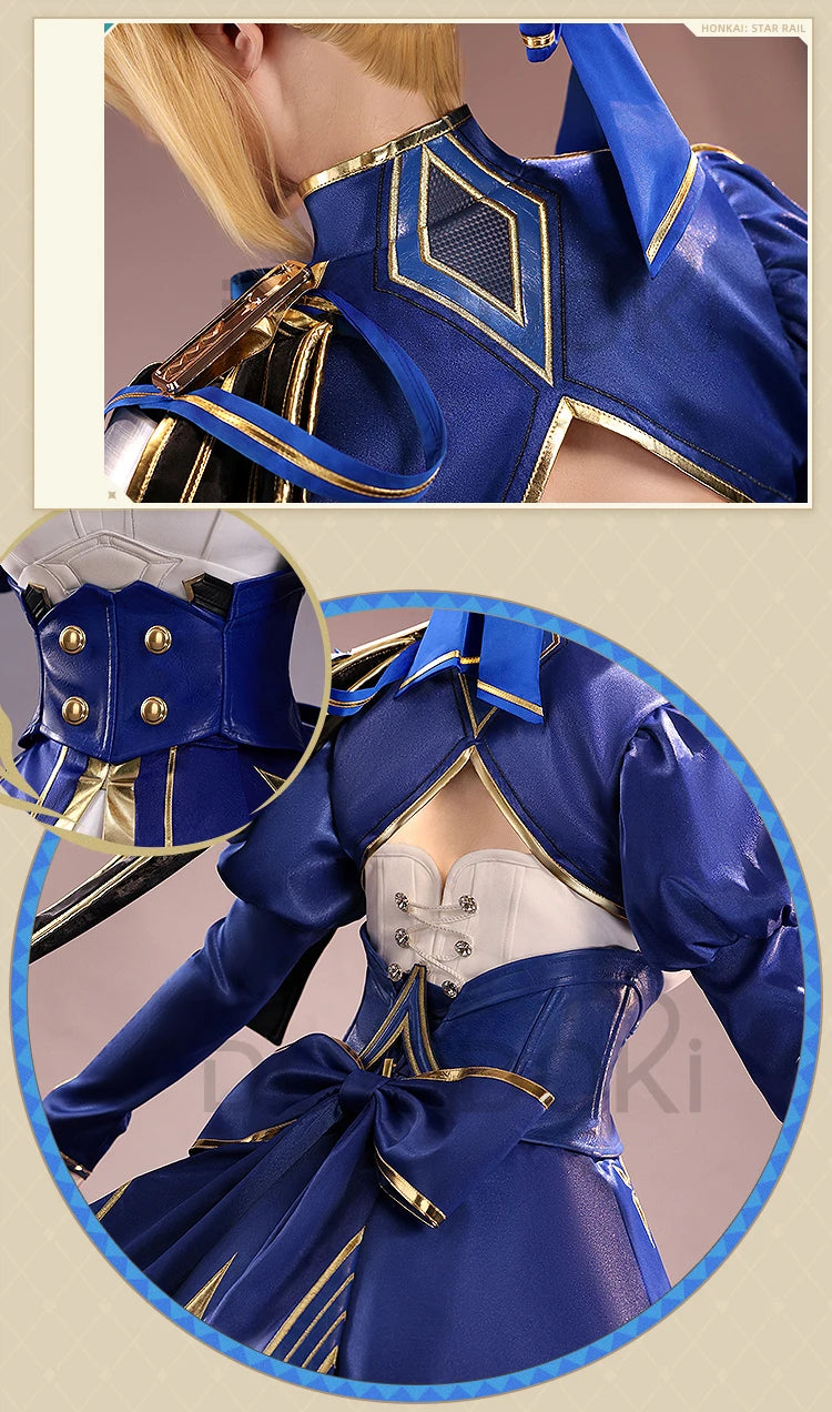 Saber Cosplay Costume Honkai: Star Rail x Fate DokiDoki-SR HSR Women Costume Dress Saber Cosplay Wig