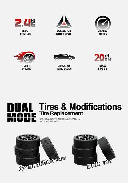 1: 24 Speed Four-wheel Drive RC Drift Remote Control Car 2.4G Remote Control Racing Car Children Electric Toy Christmas Gift