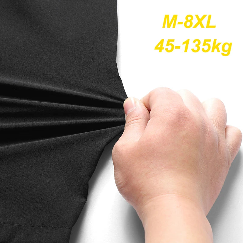 Chrlck Men’s Reflective Quick-Dry Running Shorts Breathable Ice Silk Fishing Pants Large Size M-8XL - Black