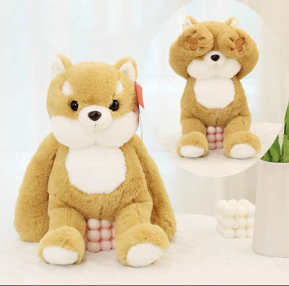 Funny Peek A Boo Frog Plushie Toy Stuffed Soft Bunny Hide Eyes Shiba Inu Dog Panda Crocodile Duck Toys for Kids Birthday Gift